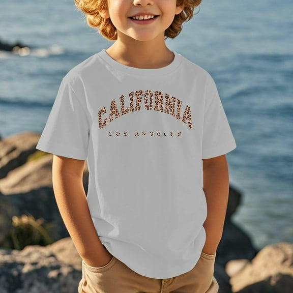 Little Boys T Shirts California Shirt Letter Print short Sleeve Short Sleeve Casual Crewneck Basic Tees Boys Clothes Size Youth 4-5 Years