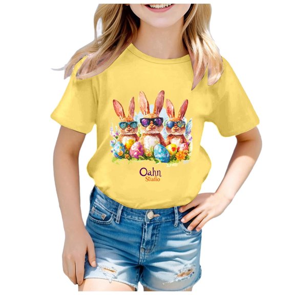 Kid Boys Short Sleeve Shirts Easter Outfit Easter Cartoon Fashion Tops Tees Cute Tops For Girls 6-8 Years