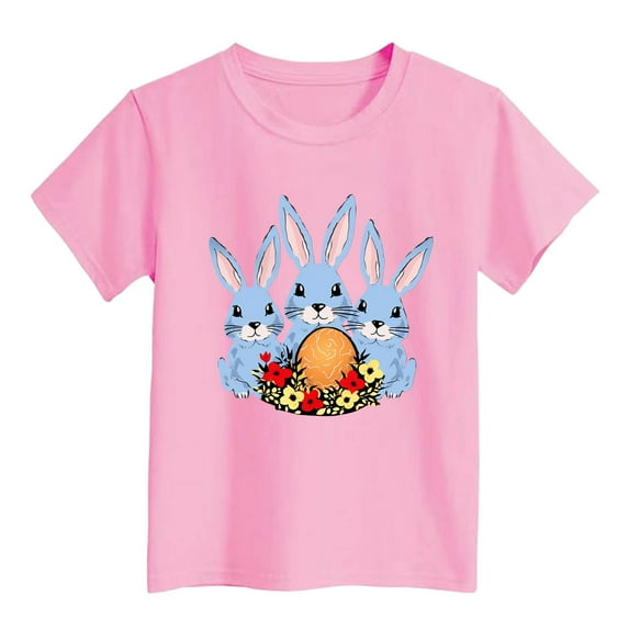 Kid Boys Short Sleeve Shirts Easter Outfit Easter Print Fashion Tops Tees Girls Summer Clothes Size 8-10 Years