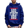 thumbnail image 1 of Kid Boys Sweatshirt GOD FIRST BRO Letter Print Cute&Cozy Hoodies Size: 5-14, 1 of 8