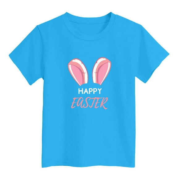Kid Girls Short Sleeve T Shirts Easter Shirt Easter Print Casual Crewneck Basic Tees Cute Tops for Boys 6-8 Years
