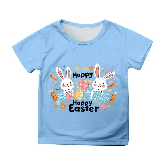 Kid Boys T Shirts Short Sleeve Easter Shirt Easter Cartoon Summer Tops Clothes For Girls 6-8 Years