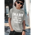 thumbnail image 1 of Kid Boys Tops "I'm A Boy I Just Have Better Hair Than You" Casual Letter Graphics T-shirt For Summer Outdoor 7-15, 1 of 8