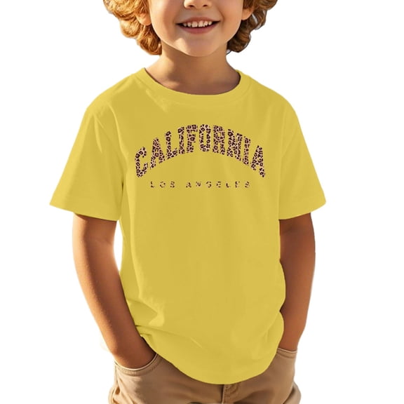 Kid Boys Tshirt California Graphic T Shirt Short Sleeve Summer Crewneck Tops Basic Tees Girls Summer Clothes Size 8-9 Years