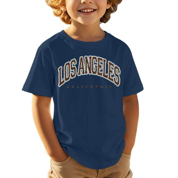 Kid Boys Tshirt Los Angeles Shirt Graphic Letter Print Short Sleeve Summer Oversized Tops Girl Shirts Size 10-11 Years