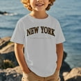 thumbnail image 1 of Kid Boys Tshirt New York Kids Letter Printed Short Sleeve Summer Tops Crewneck Tees Tee Shirt for Girls 12-13 Years, 1 of 4