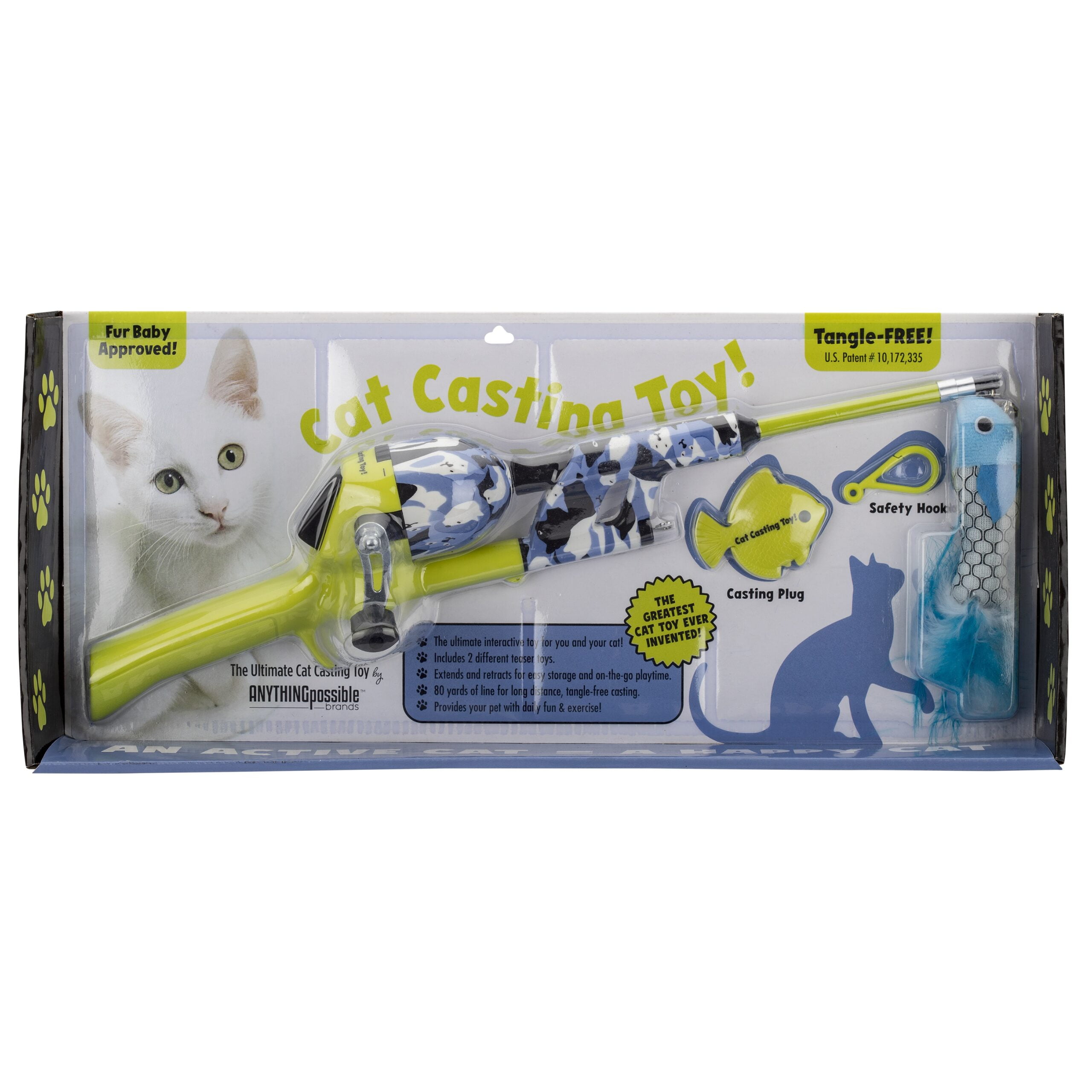 Kid Casters Cat Caster Fishing Pole Toy Tangle Free Retractable & Easy to Store. Includes Two Interchangeable Teaser Toys The Ultimate Gift