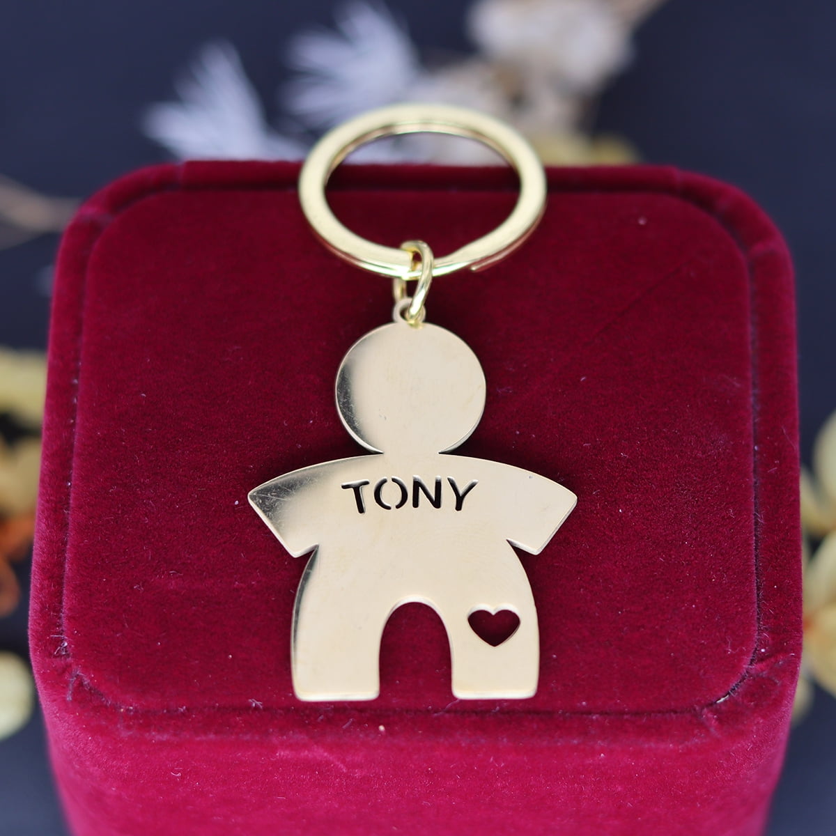 Kid Child Heart Keychain for Women Men Custom Engrave Name Family Key ...