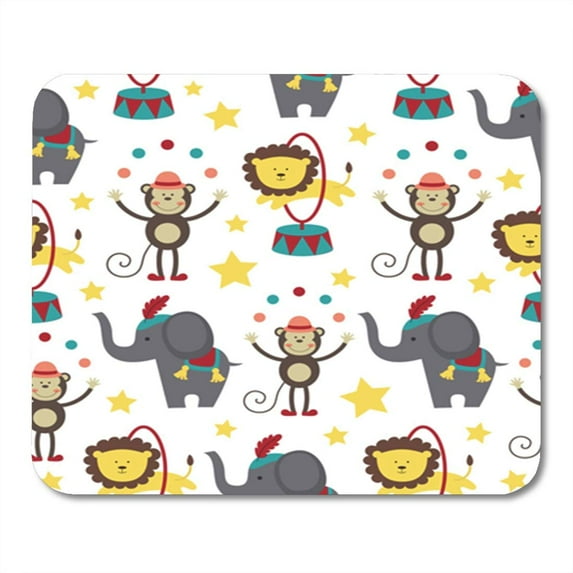 Kid Circus Pattern Design Baby Elephant Lion Tent Adorable Big Mousepad Mouse Pad Mouse Mat 9x10 inch