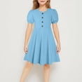 thumbnail image 1 of Kid Girls Dresses 5T Casual Dresses Crew Neck Summer Ruffle Sleeve Dresses Dresses for Party Birthday Dress 6-7 Summer Dress Vestidos De NiñAs Elegantes, 1 of 7
