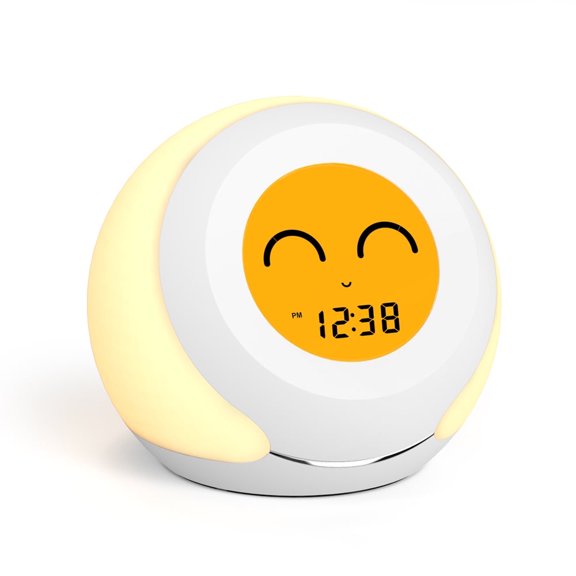 iTOMA Digital Child Alarm Clock, Room Thermometer, Hygrometer, LED Color Changing, 4 Level Dimmer, LCD Screen