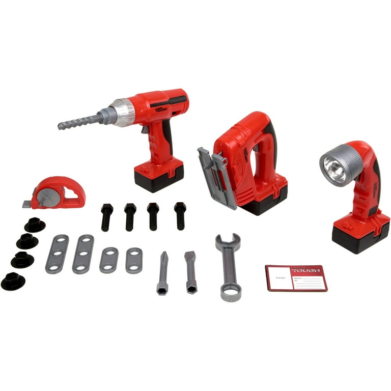 Kid Connection 20 Piece Light Sound Power Tool Play Set Red