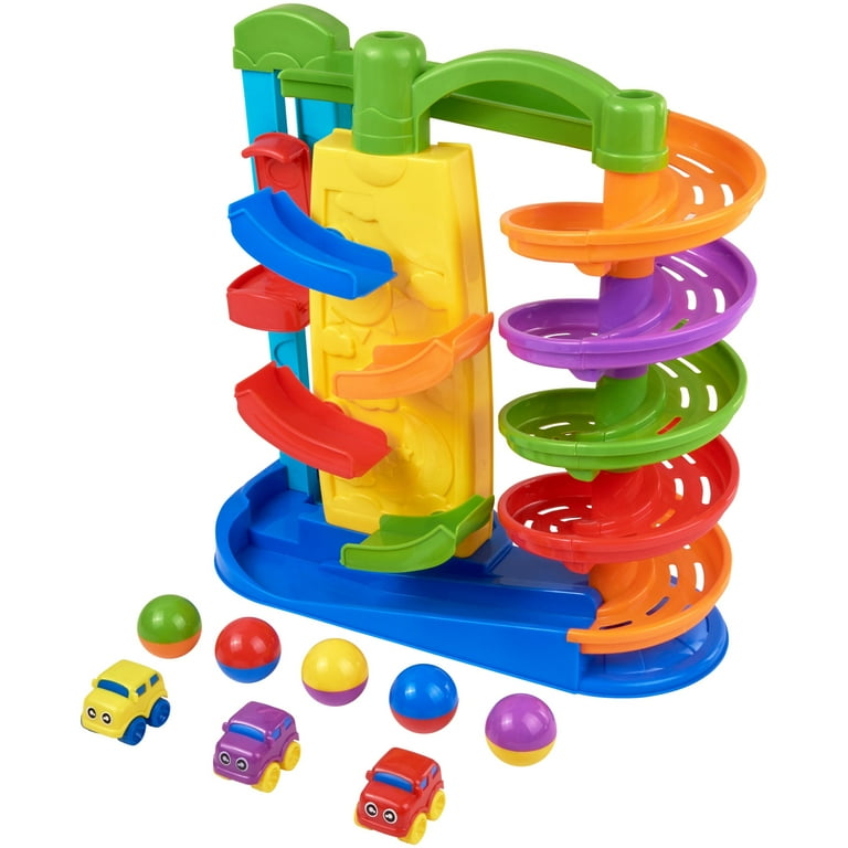 Kid Connection 9 Piece Multicolor Rolling Ramp Toy with Cars and