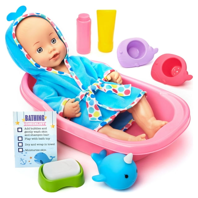 Kid Connection Bathing Baby Doll Play Set, Light Skin Tone