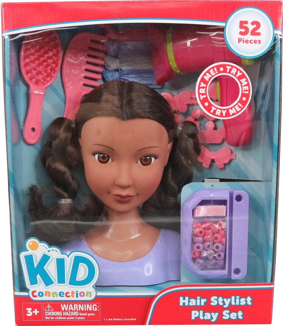 Kid Connection Beauty Salon Styling Head 52 Piece Play Set, African