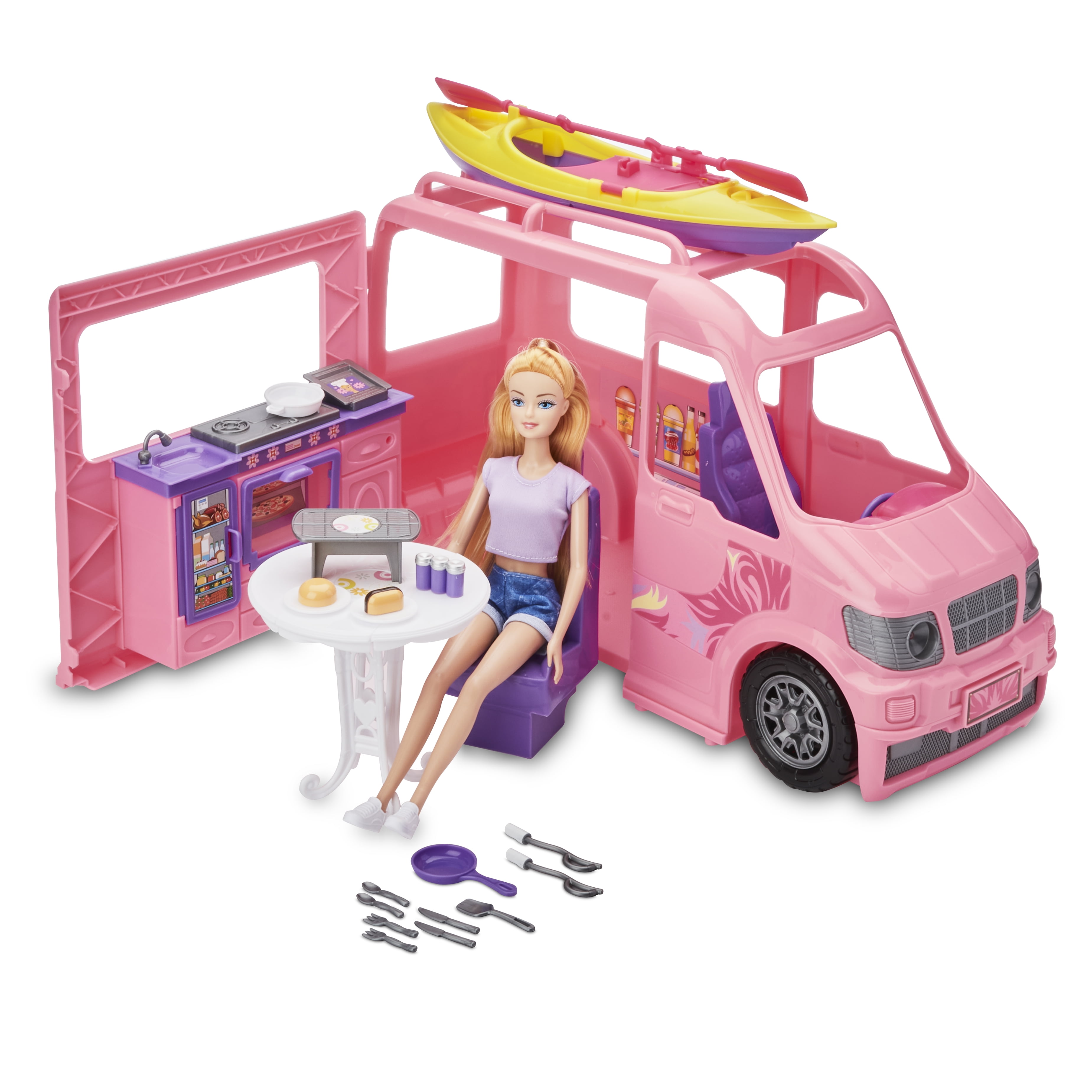Kid Connection Camper with 11.5" Doll Play Set, 22 Pieces Walmart.com