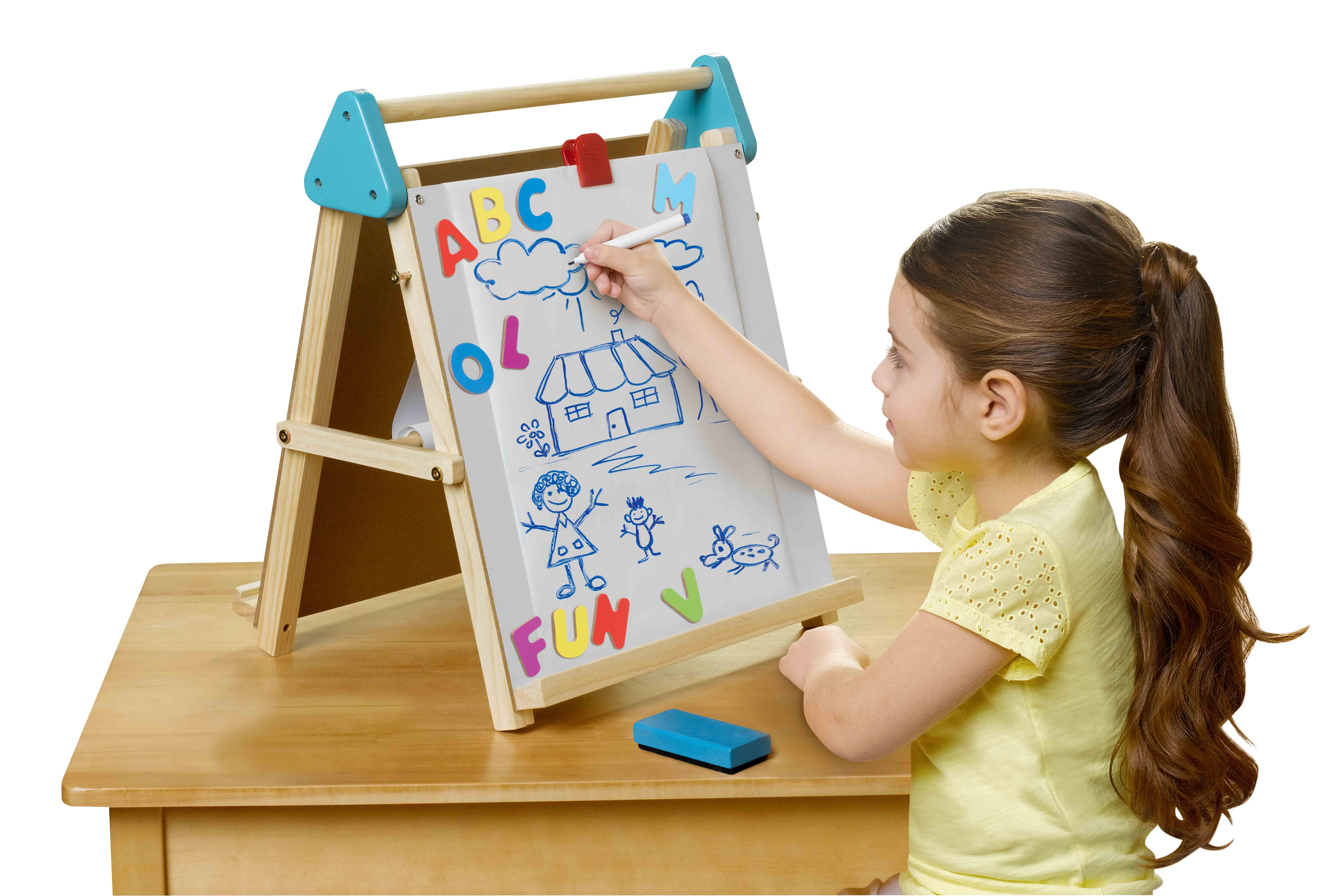  Contender Art Easel for Kids, Double Sided Wooden Centre Ideal  for 4 Toddlers, Arts and Craft Table with Storage Cabinet and 16 No Spill  Paint Cups and Lids : Toys & Games