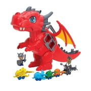 Kid Connection Dragon Car Carrier Playset with Light and Sound, 21 Pieces, Toddler Toys