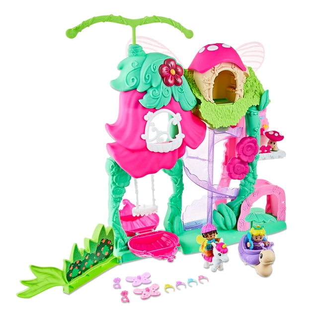 Kid Connection Fairyland Playset, Flower House with Light and Sound, 23 Pieces, Ages 3+