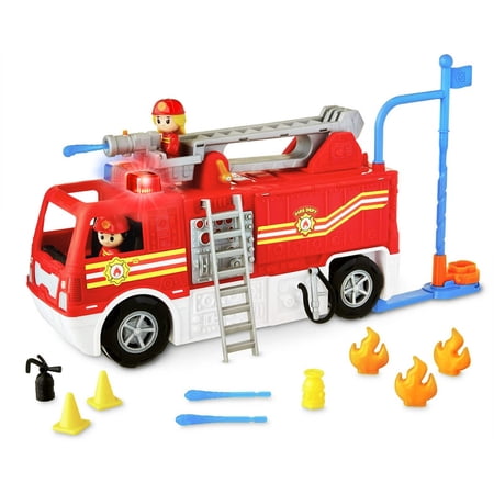 Kid Connection Fire Truck Play Set with Lights and Sounds, 16 Pieces, Toddler Toys Ages 3+