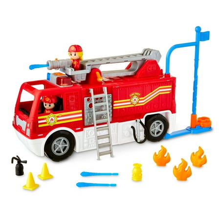 Kid Connection Fire Truck Play Set with Lights and Sounds, 16 Pieces, Toddler Toys Ages 3+