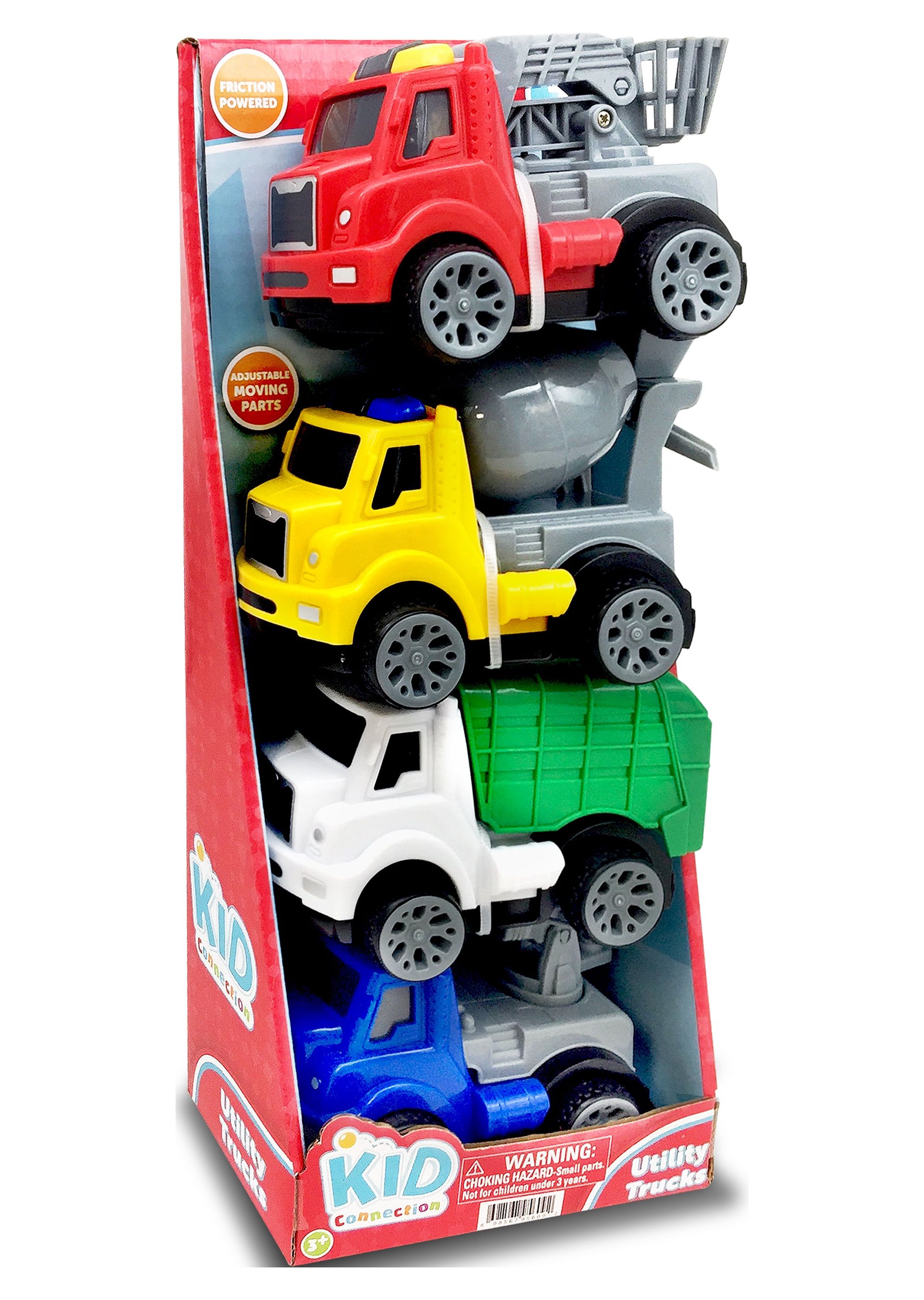 Kid Connection Friction Powered Utility Trucks Play Set, 4 Pieces - image 1 of 6