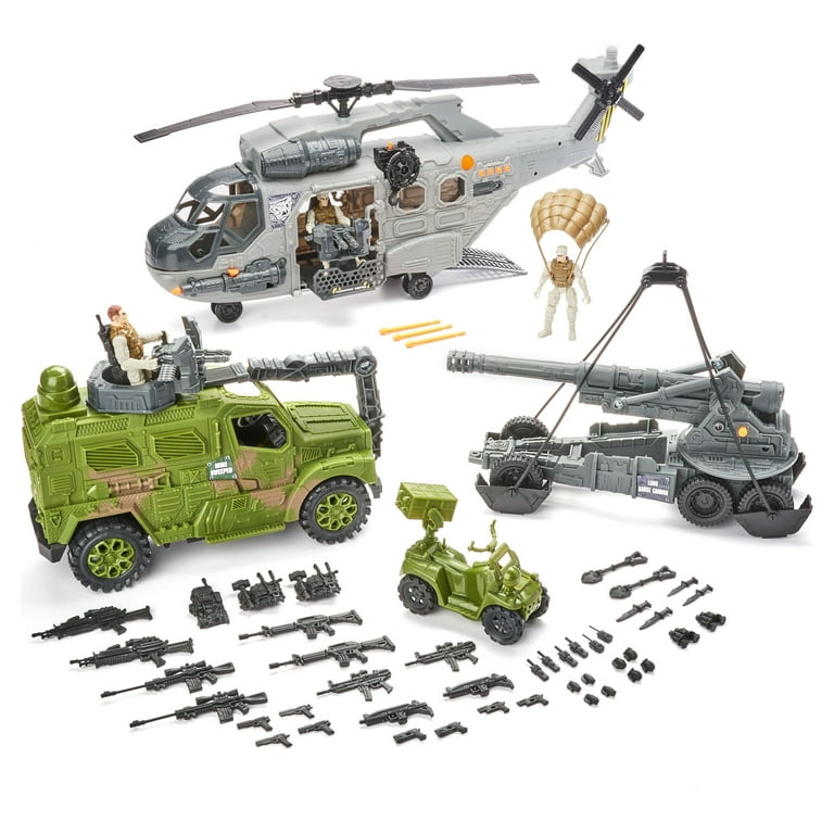 Kid Connection Giant Helicopter and Military Vehicles Toy Play Set