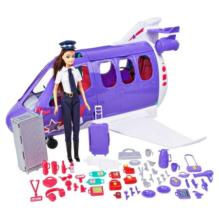 Kid Connection Jet Plane & Pilot Play Set, Light Skin Tone, 54 Pieces