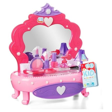 Kid Connection Light-Up Vanity Set with Working Storage Drawer, 7 Pieces