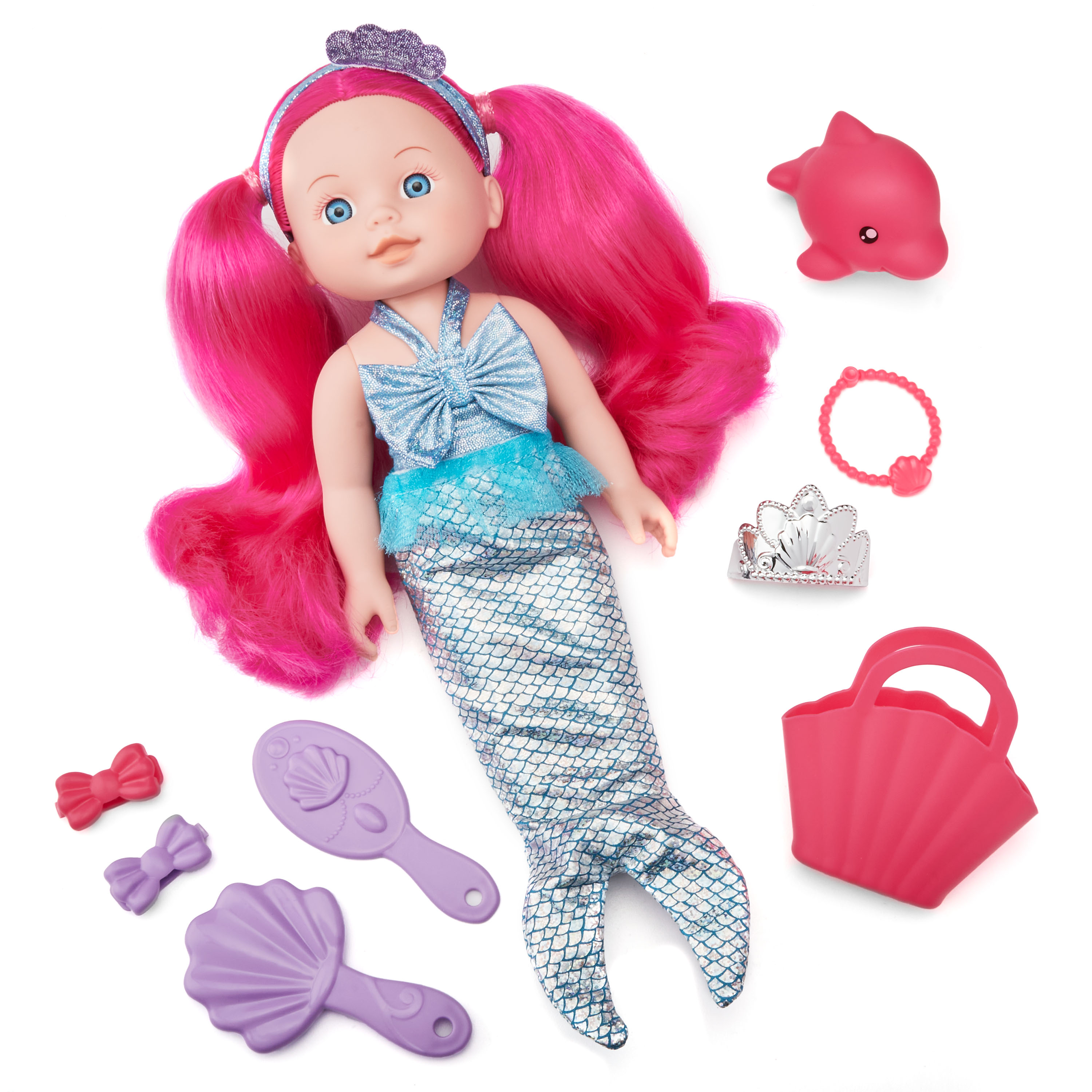 Kid Connection Mermaid Baby Doll Play Set, Blue Eyes, Pink Hair, Light Skin Tone - image 1 of 8