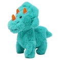thumbnail image 1 of Kid Connection Miniature Electronic Walking Pet Teal Triceratops, 6in Height, Toddler Plush Toys, 1 of 8