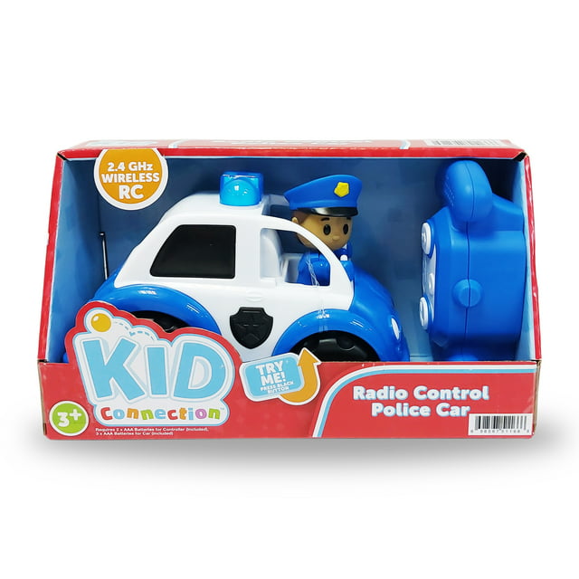 Kid Connection RC Police Car with Lights and Police Officer Figure, 2.4G, Ages 3+