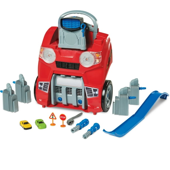 Kid Connection Take Apart Car Engine & Race Track with Interactive Steering Wheel and Dashboard, 36 Pieces, Toddler Toys