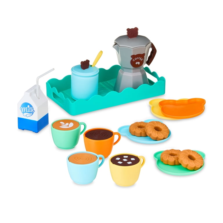 DeAMI & cafunebya セット Kid Connection Teddy Bear Coffee Set, Plastic Barista Play Set