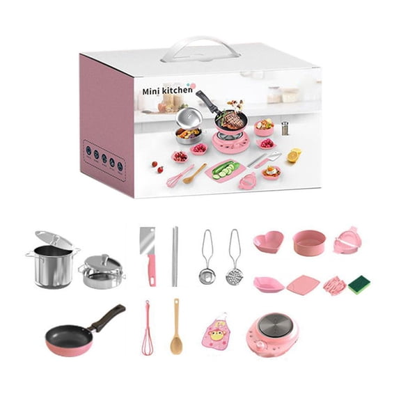 Kid Cooking Sets, Real Mini Kitchen Food Making Kit for Beginner Children Ages 8-12, Junior Safe Mon-tessori Cooking Tools with Dishes Set, Educational Toy for Boys and Girls