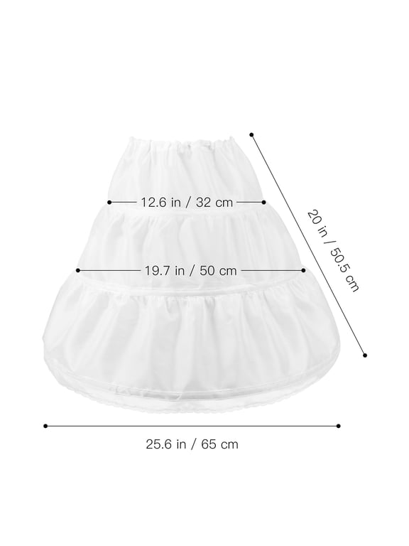 White Girls Petticoat Underskirt Hoop Skirt for Dress Volume Enhancement, 2.5 Length, Soft and Comfortable Fabric