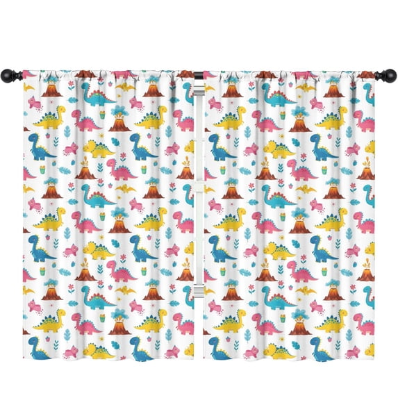 Kid Curtains,Cute Dinosaur Cartoon Pattern Kid Insulated Curtains Set Of 2,Bedroom Essentials,Toddler Room Decor 52"x84"