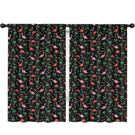 Kid Curtains,Cute Dinosaur Cartoon Pattern Kid Insulated Curtains Set Of 2,Bedroom Essentials,Toddler Room Decor 52"x84"