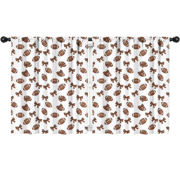 Kid Curtains,Football Bow White Pattern Kid Insulated Curtains Set Of 2,Bedroom Essentials,Toddler Room Decor 52"x63"