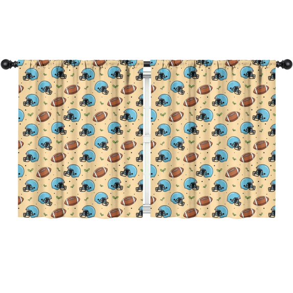 Kid Curtains,Football Helmet Beige Pattern Kid Insulated Curtains Set Of 2,Bedroom Essentials,Toddler Room Decor 52"x63"