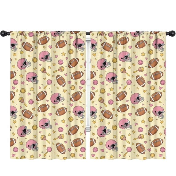 Kid Curtains,Football Helmet Beige Pattern Kid Insulated Curtains Set Of 2,Bedroom Essentials,Toddler Room Decor 52"x84"