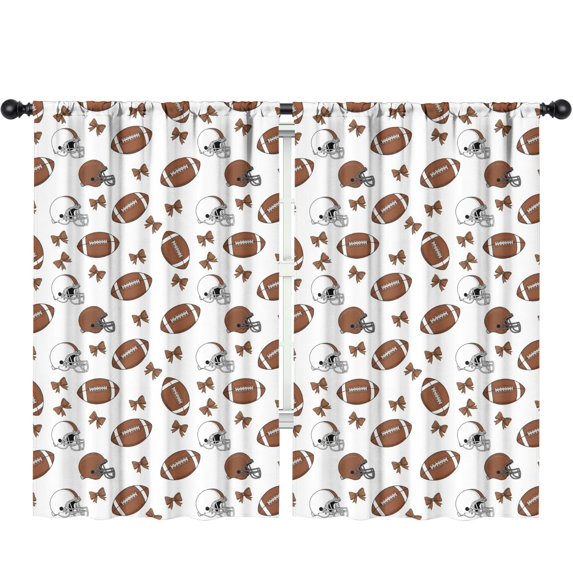 Kid Curtains,Football Helmet Brown Pattern Kid Insulated Curtains Set Of 2,Bedroom Essentials,Toddler Room Decor 52"x84"