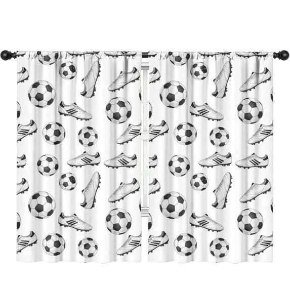 Kid Curtains,Soccer and Cleat White Pattern Kid Insulated Curtains Set Of 2,Bedroom Essentials,Toddler Room Decor 52"x84"