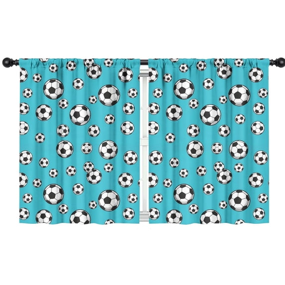 Kid Curtains,Soccer and Dot Blue Pattern Kid Insulated Curtains Set Of 2,Bedroom Essentials,Toddler Room Decor 42"x54"