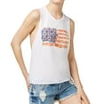 thumbnail image 1 of Kid Dangerous Womens Bacon Flag Graphic Muscle Tank Top, White, X-Small, 1 of 1