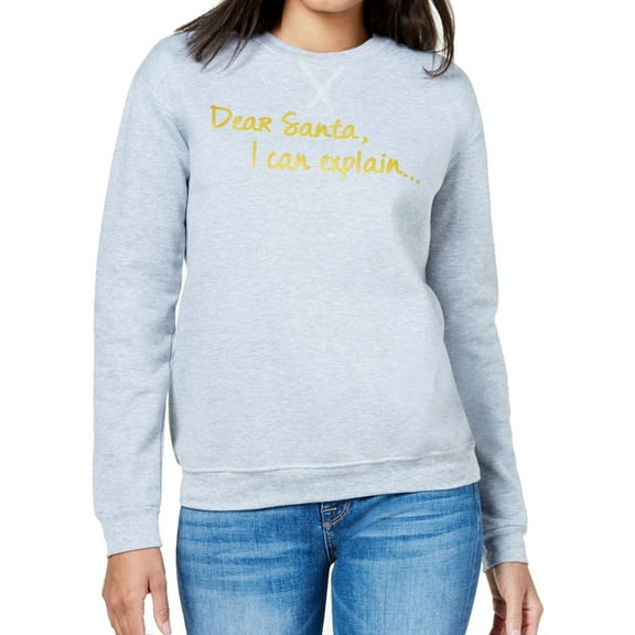 KID-DANGEROUS $58 Womens New 1091 Gray dear Santa.. Graphic Lo Sweater M B+B