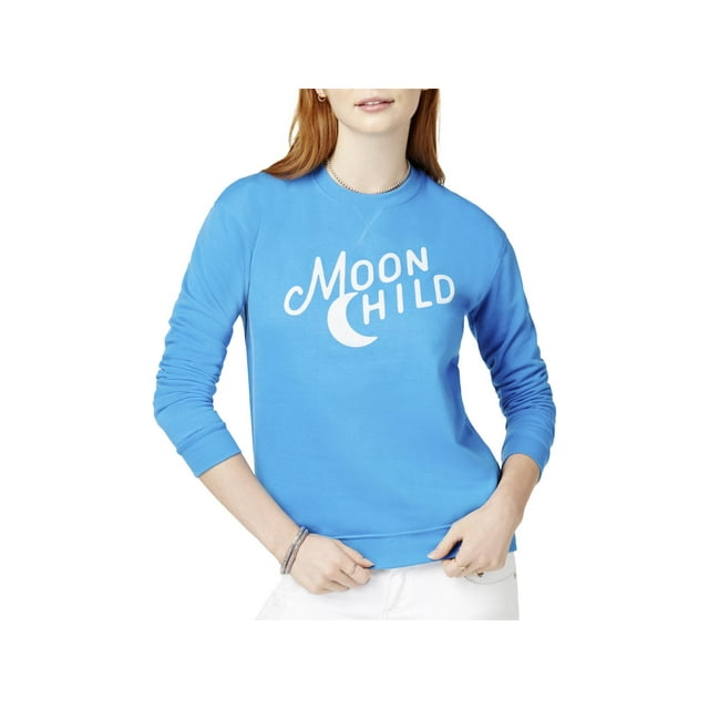 Kid Dangerous Womens Moon Child Sweatshirt, Blue, Medium