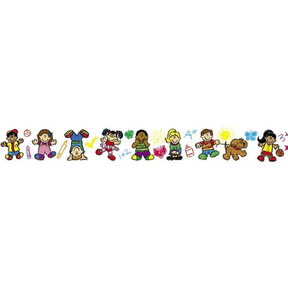 Kid-Drawn Kids Borders