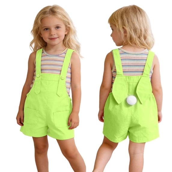 Kid Easter Outfits Sleeveless Striped Tank Top and Overalls 2 Peice Summer Outfit Set Dress up Party Outfit 4-5 Years Girls Outfits