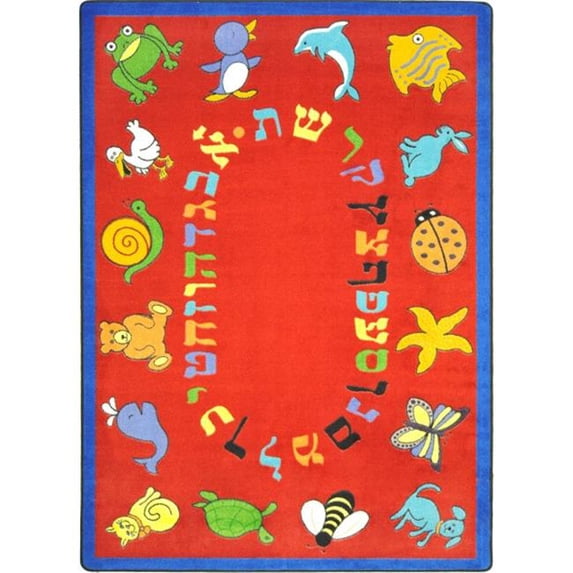 Kid Essentials ABC Animals Early Childhood Round Rugs 02 Red - 7 ft. 7 in.